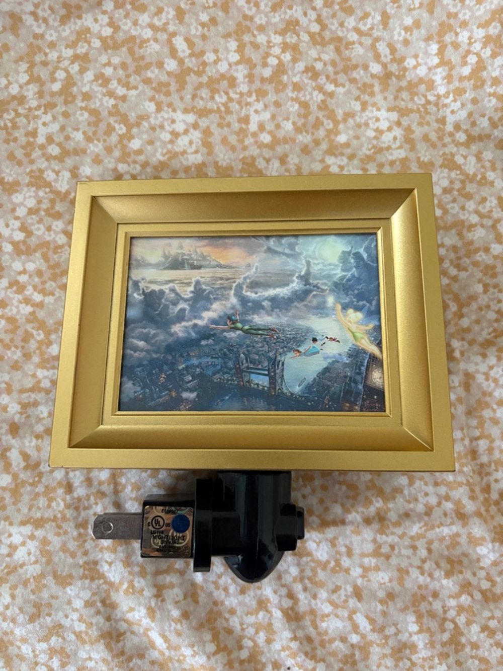 DISNEY PETER PAN TINKERBELL NIGHTLIGHT FLYING OVER LONDON THOMAS KINKADE PICTURE